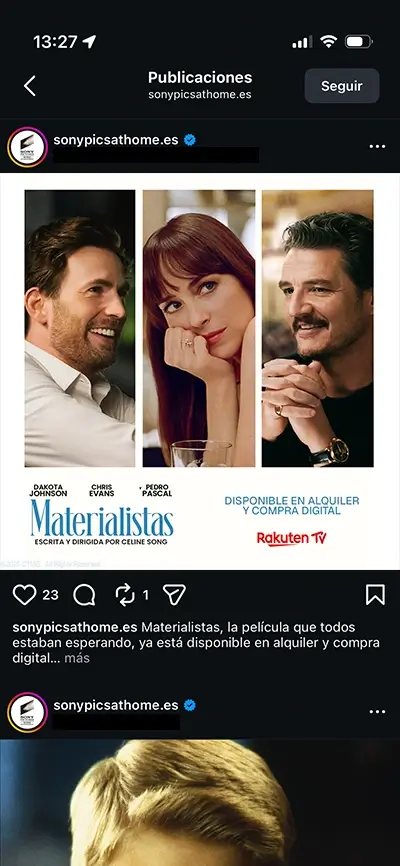 Third Sony Pictures Materialists mobile placement