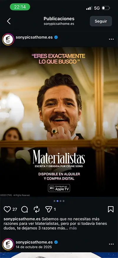 Second Sony Pictures Materialists mobile placement